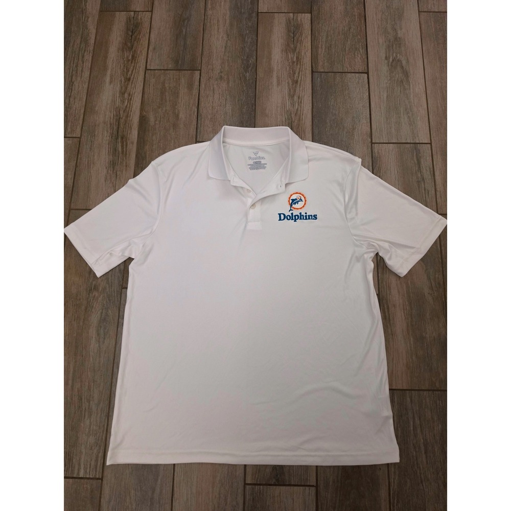 Fanatics Miami Dolphins Mens XL White Short Sleeve Performance Polo Shirt NFL
